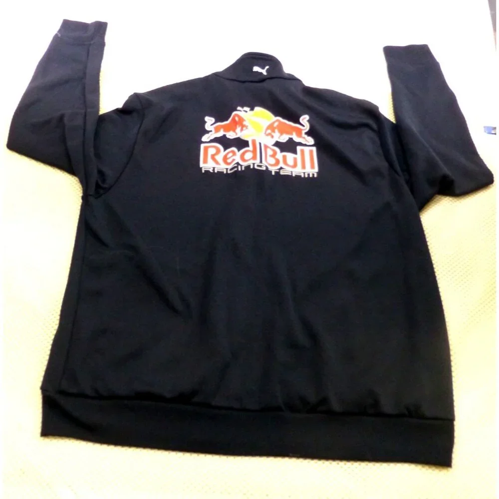 Red Bull Racing Team Jacket Black Puma Formula 1 F1 Full Zip Track‎ Coat Med